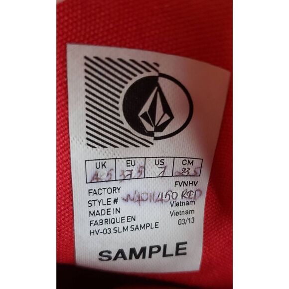 VOLCOM PERFORATED RED LEATHER HIGH TOP SIZE 7 SPECIAL RARE SAMPLE - Picture 8 of 12